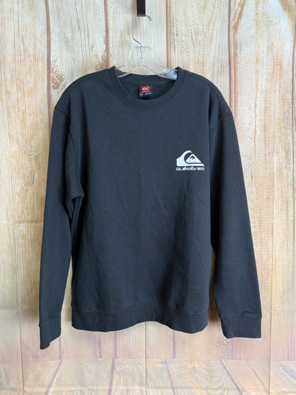 💵Quiksilver Black Pullover Sweatshirt with White Logo Size Medium Unisex
